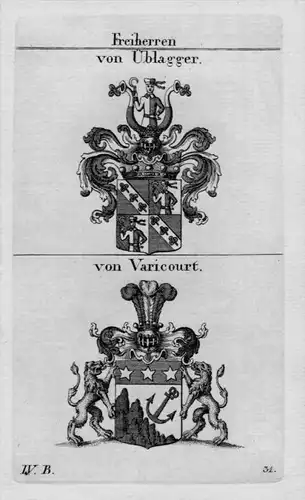 Üblagger Varicourt Wappen Adel coat of arms heraldry Heraldik Kupferstich