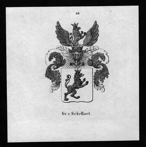 Schellart Wappen Adel coat of arms heraldry Heraldik Lithographie