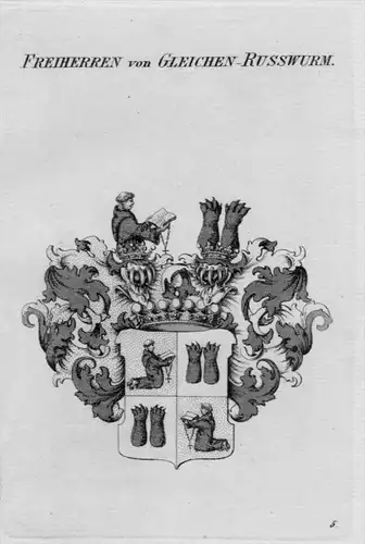 Gleichen Russwurm Wappen Adel coat of arms heraldry Heraldik Kupferstich