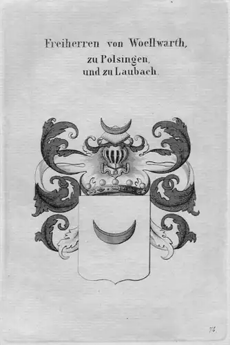 Woellwarth Polsingen Wappen Adel coat of arms heraldry Heraldik Kupferstich
