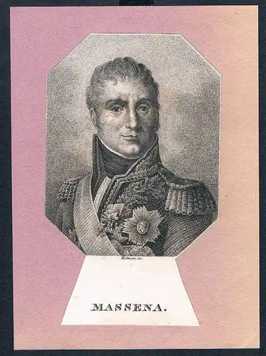 Andre Massena Heerführer Militär Kupferstich Portrait