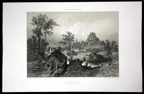 La Roche Maurice - La Roche Maurice Ansicht vue Bretagne Frankreich France Lithographie