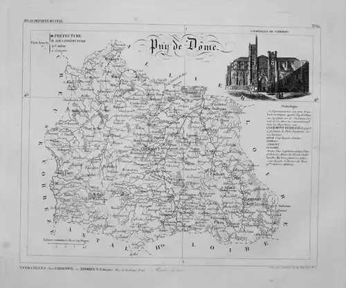 Departement Puy de Dôme carte gravure Kupferstich Karte map France