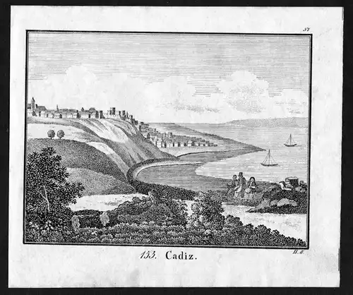 Cadiz Spanien Spain Espana Ansicht view Lithographie