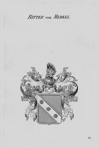 Von Merkel Wappen Adel coat of arms heraldry Heraldik crest Kupferstich