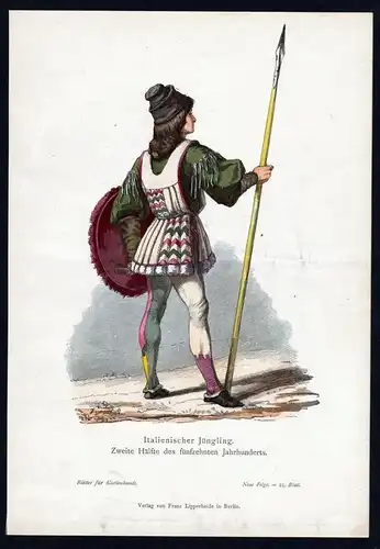 Italien Junge Bursche 15. Jhd Trachten Tracht costume original Grafik