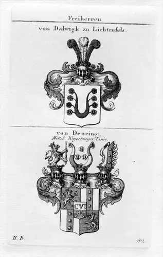 von Dalwigk Lichtenfels Deuring Wappen Adel heraldry Heraldik Kupferstich