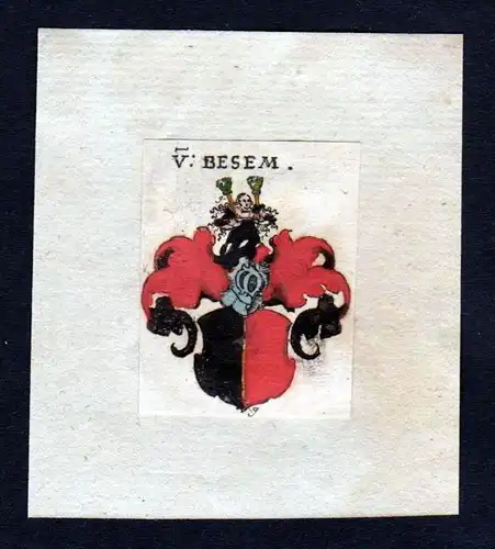 h. von Besem Wappen Adel coat of arms heraldry Heraldik Kupferstich
