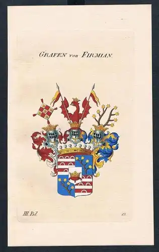 Grafen von Firmian Wappen Kupferstich Genealogie Heraldik coat of arms