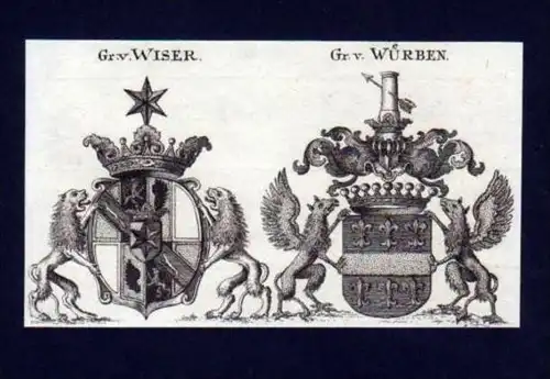 Grafen v. Wiser v. Würben Kupferstich Wappen