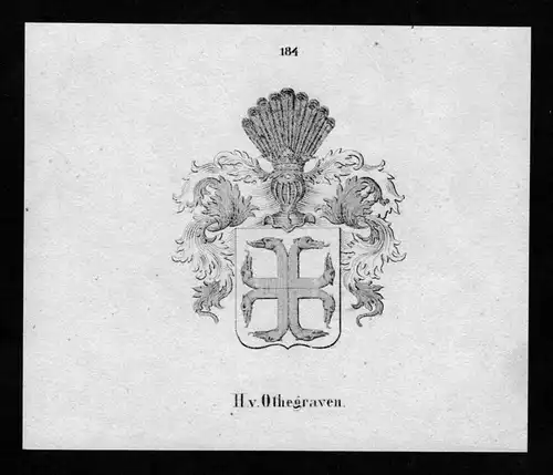 Othegraven  Wappen Adel coat of arms heraldry Heraldik Lithographie