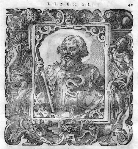 Galerius Kaiser und Aetius Holzschnitt Portrait