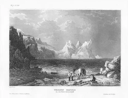 Treryn Castle Küste Coast Cornwall Great Britain engraving