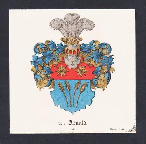 . von Arnold Wappen Heraldik coat of arms heraldry Litho