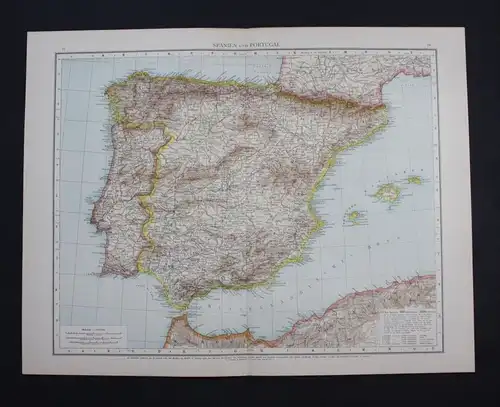 Spanien Portugal Spain Espana Madrid Valencia Karte map Lithographie