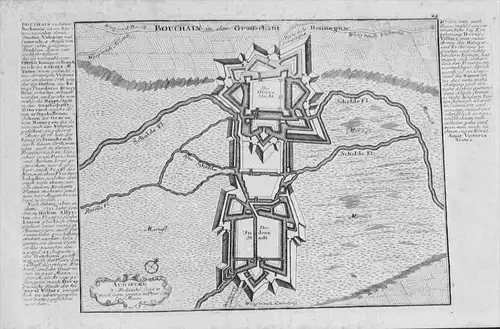 Bouchain Nord-Pas-de-Calais Kupferstich gravure engraving