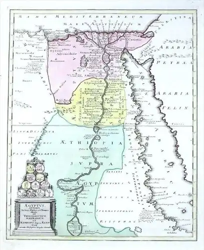 Egypt Ägypten Cairo Alexandria Suez Kupferstich Karte map carte engraving