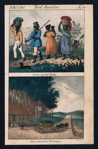 - Native American costumes stage coach handcolored litho