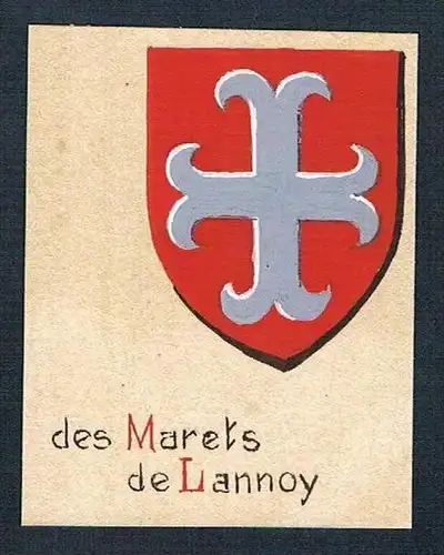 19. / 20. Jh. - des Marets de Lannoy Blason Aquarelle Wappen coat of arms Heraldik