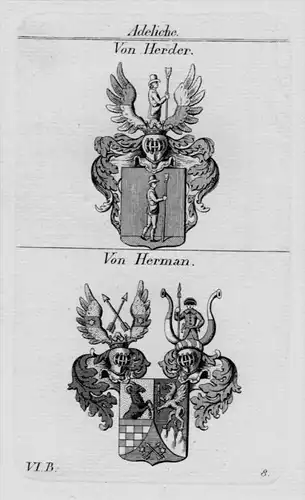 Herder Herman Wappen Adel coat of arms Heraldik crest Kupferstich