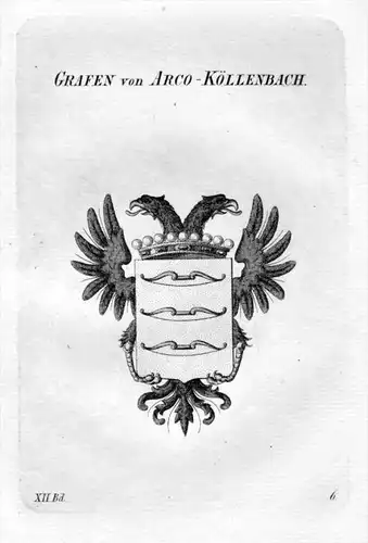 Graf Arco Köllenbach Wappen coat of arms heraldry Heraldik Kupferstich