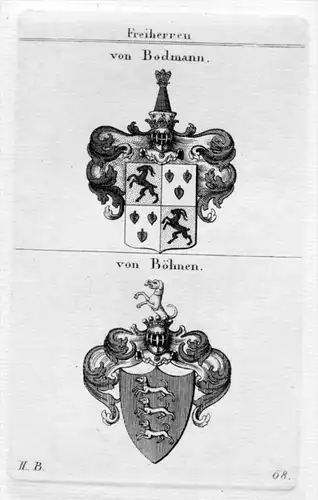 von Bodmann Böhnen Wappen Adel coat of arms heraldry Heraldik Kupferstich