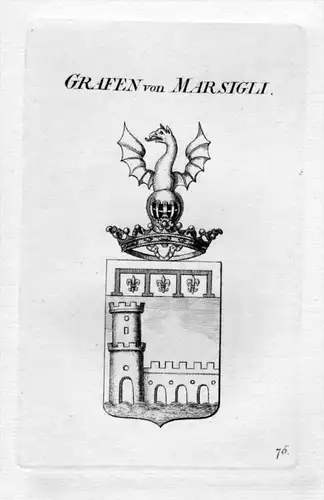 Marsigli Adel Wappen coat of arms heraldry Heraldik Kupferstich