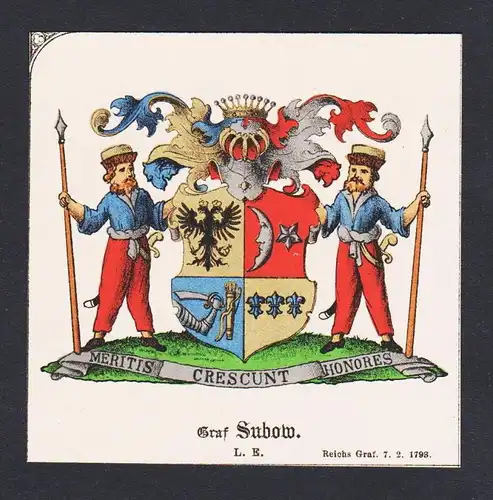 . Graf Subow Wappen Heraldik coat of arms heraldry Lithographie