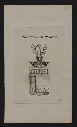 - Grafen von Marsigli Wappen coat of arms Genealogie Heraldik Kupferstich