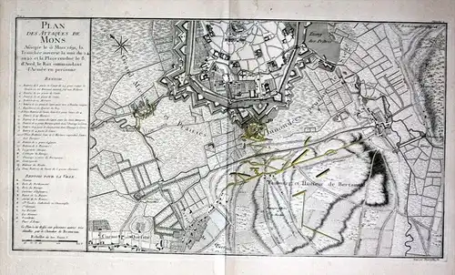 Mons Bergen Plan ville gravure Kupferstich etching Karte carte gravure