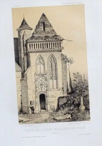 Villiers-sur-Tholon Yonne Original Lithographie litho lithograph