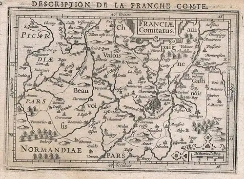 Ile-de-France Paris gravure carte map Karte Hondius Kupferstich
