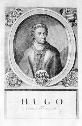 Hugo Bischof v Würzburg Kupferstich Portrait engraving gravure