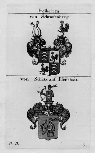 Schrottenberg Schütz Wappen Adel coat of arms Heraldik crest Kupferstich