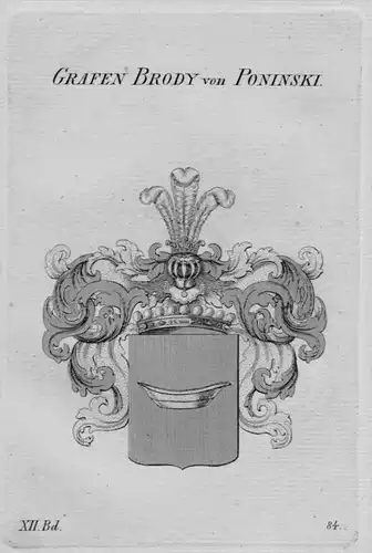 Brody Poninski Wappen coat of arms heraldry Heraldik Kupferstich