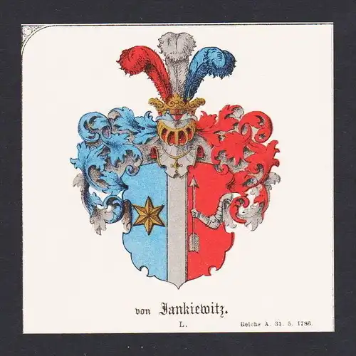 . von Jankiewitz Wappen Heraldik coat of arms heraldry Litho