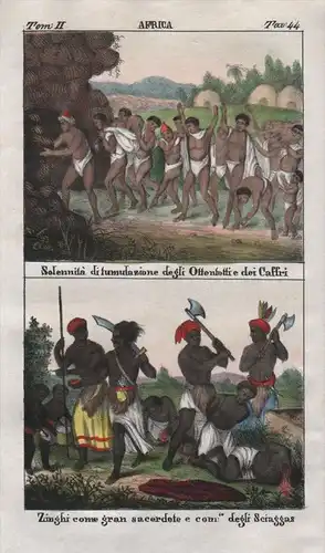 - South Africa Khoikhoi people costume Lithograph Negro natives