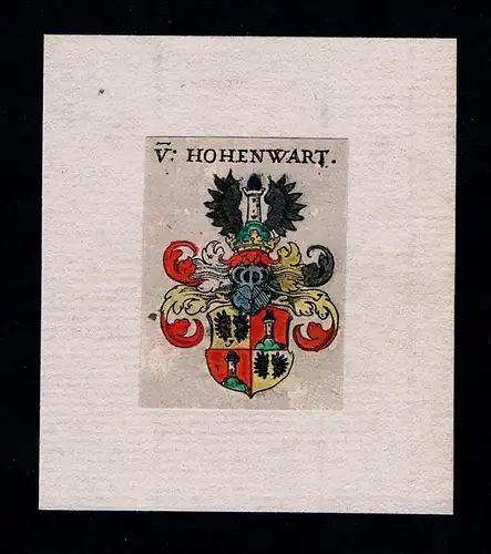 . - von Hohenwart Wappen Adel coat of arms heraldry Heraldik Kupferstich