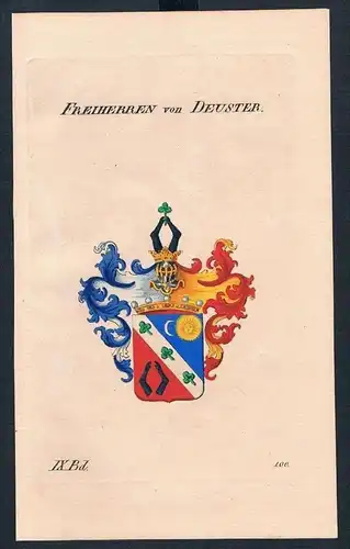 Freiherren von Deuster Wappen Kupferstich Genealogie Heraldik coat of arms
