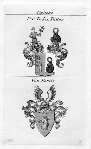 von Feder Fortis Wappen Adel coat of arms heraldry Heraldik Kupferstich