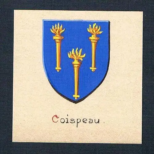 19. / 20. Jh. - Coispeau Blason Aquarelle Wappen coat of arms Heraldik