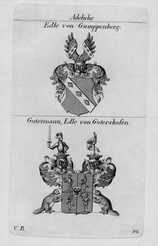 Gumppenberg Gutermann Wappen Adel coat of arms heraldry Kupferstich