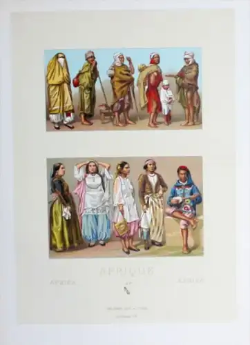 Algeria Algerien Tracht costumes Africa Afrika Lithographie lithograph