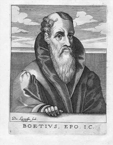 Boetius Epo (1529 - 1599) jurist lawyer Friesland Portrait Kupferstich gravure