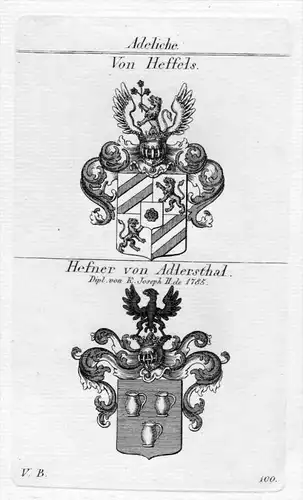 Heffels / Hefner - Wappen Adel coat of arms heraldry Heraldik Kupferstich