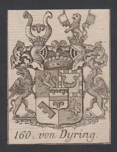 von Dyring Wappen vapen coat of arms Genealogie Heraldik Kupferstich