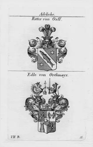 Orff Orthmayr Wappen coat of arms heraldry Heraldik Kupferstich