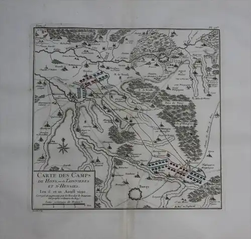 Saint Ghislain Bavay Boussu Quievrain map Karte Kupferstich gravure