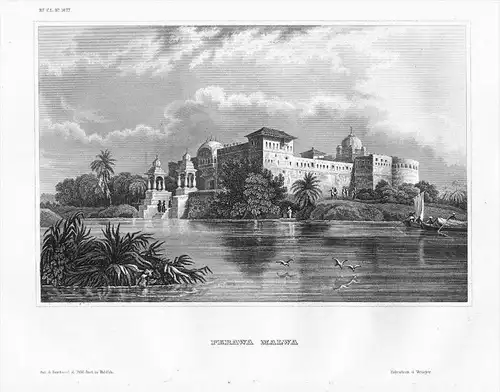 Perawa Malwa Palast Bengal Indien India engraving Original