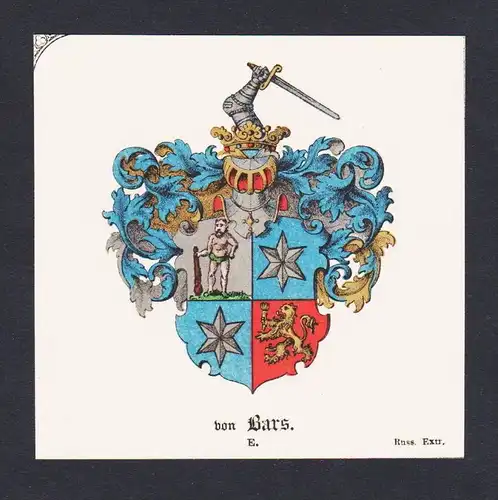 . von Bars Wappen Heraldik coat of arms heraldry Litho